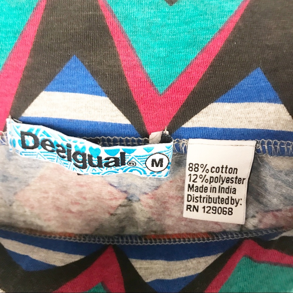 DESIGUAL | Gray Multi Color Cotton Skirt Medium - Picture 7 of 8